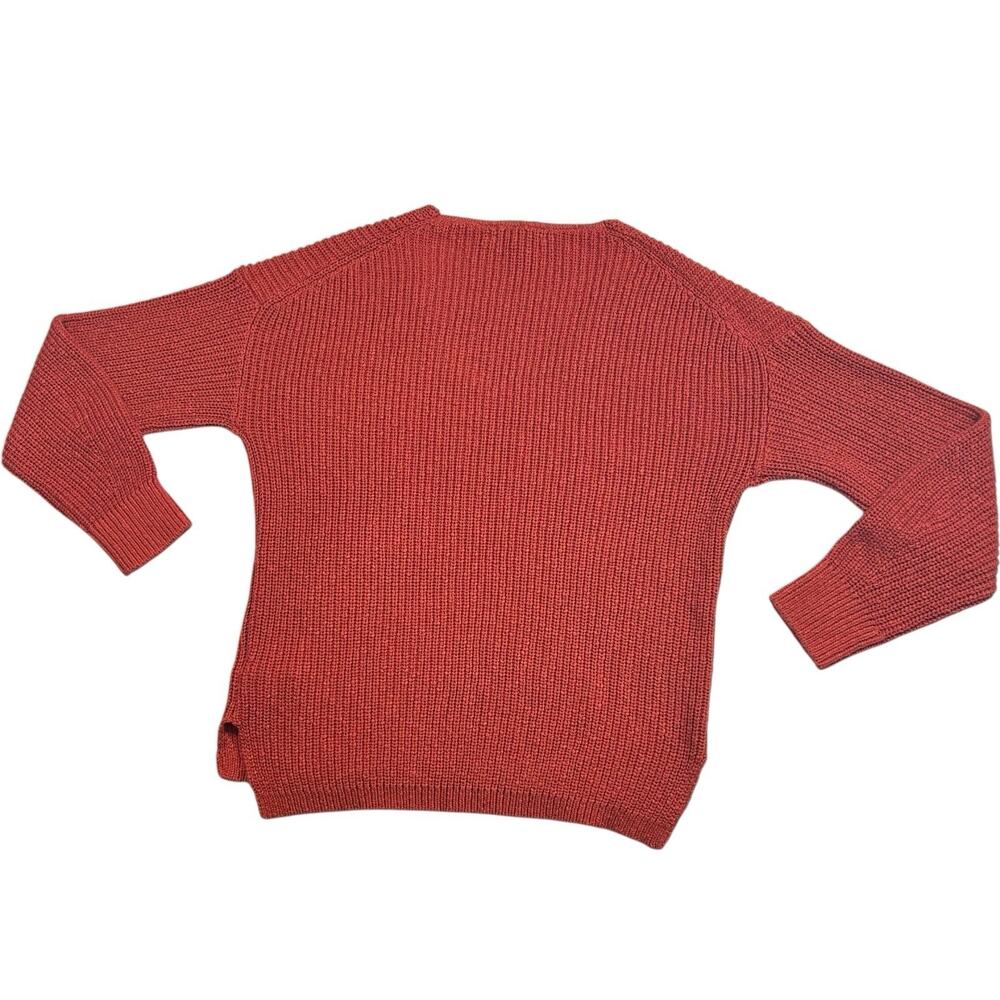 NWT Madewell Sz M Orange Ridgeton Pullover Textured Sweater Cotton Knit V-neck - Picture 5 of 13